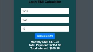 loan emi calculator using html css and javascript | web development