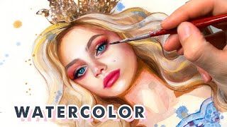 WATERCOLOR TUTORIAL: Realistic Portrait Painting + ARISTRO Watercolor Review! 🎨