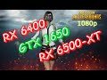 RX 6400 vs GTX 1650 vs RX 6500-XT - PUBG - 1080p