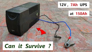 Can a 12V 7Ah UPS Inverter ( 220v ) run with a 14.8V 150Ah Battery ?