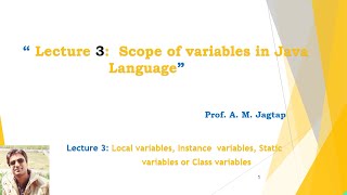 Lecture 3: Scope of variables in Java Language