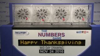 Midday Number Game Drawing: Thursday, November 24, 2016