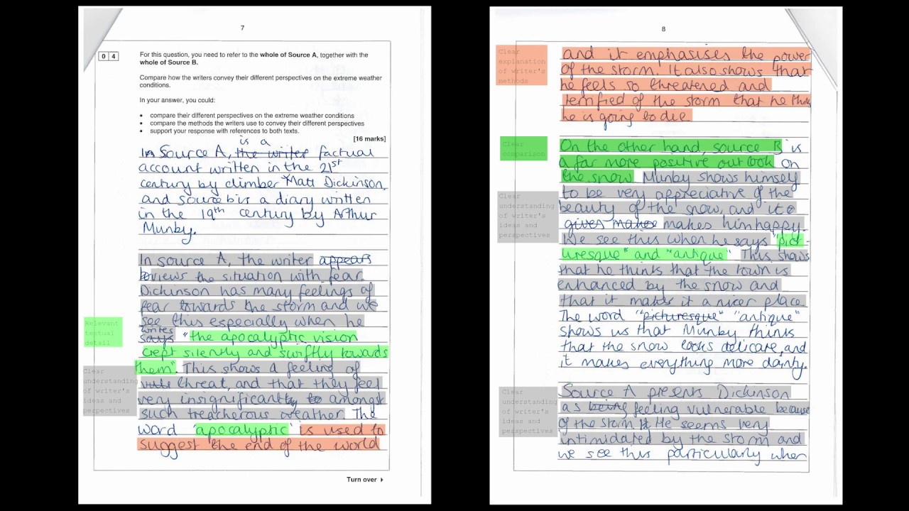 Edexcel Paper Two Exemplars Revise Aqa Gcse English