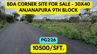 Corner BDA Site for Sale Anajanapura 9th Bock North \u0026 West - 10500/sft.