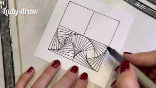 Crazy geometry in Zen tangle pattern for Zentangle | Drawing step by step