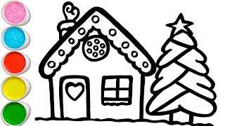 Winter House Drawing, Coloring and Painting for Kid's & Toddlers | Let's Draw Together