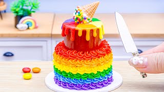 Rainbow Ice Cream Cake🌈Amazing Miniature Rainbow Ice Cream Cake Decorating Ideas By Yummy Bakery