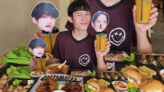 ကိုရီးယားစာ စားမယ် eating Korean food with BTS \u0026 Black pink