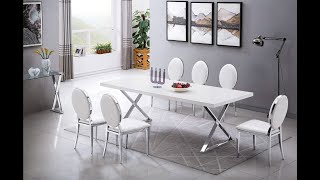 Juno White Lacquer Top Modern Dining Table