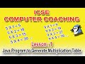 How to create multiplication table  of a given number in Java