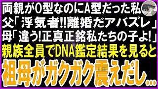 【スカッとする話】両親がO型なのにA型だった私   父「この尻軽女！離婚だアバズレ！」母「正真正銘私たちの子！DNA鑑定しましょう！」家族会議で鑑定結果を見ると祖母がガクガク震えだし