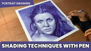 Realistic Portrait Drawing Using Ballpoint Pen Shading Tips
