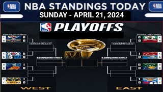 NBA PLAYOFF 2024 BRACKETS STANDING TODAY | NBA STANDINGS TODAY as of APRIL 21, 2024 |NBA 2024 RESULT