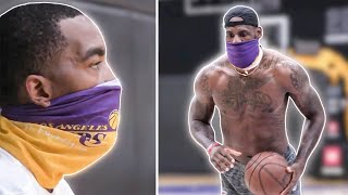 Masked Lebron James & Anthony Davis Back On The GRIND As JR Smith Joins For First Lakers Practice!