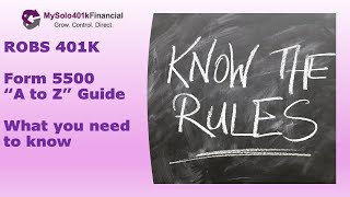 ROBS 401K - Deep Dive Re Form 5500 Filing/Recordkeeping/Annual Compliance (IRS/DOL)
