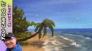 Palm Tree seascape Painting -- Acrylics Made Easy!