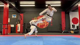 Tiru Jr Katsu sensei Yoko Tobi Geri(Jumping Side Kick) & Yoko Geri Kekomi(Side Thrust Kick) Tutorial
