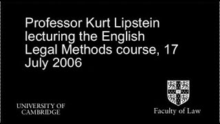 The English Legal Methods Course - Professor Kurt Lipstein (2006)