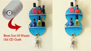 DIY Waste CD Craft| How to Make Makeup Organizer \u0026 Key Holder With Old CD/DVD|Best out of waste