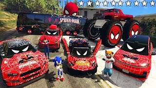 I STOLE MODIFIED SPIDER-MAN CARS WITH SONIC FROM REAL LIFE IN GTA 5