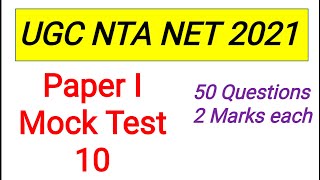 MOCK TEST 10 | Higher Education | UGC NET | Paper 1