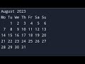 How to print calendar in python