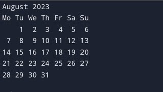 How to print calendar in python
