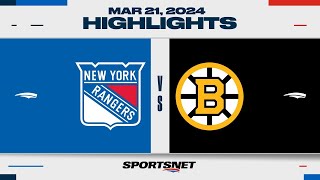 NHL Highlights | Rangers vs. Bruins - March 21, 2024
