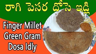 రాగి పెసర దోసె ఇడ్లీ || Finger Millet Green Gram Dosa idly || @PampaKitchen-bz9cr