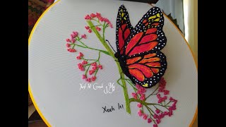 🦋Mariposa Monarca en 3D🦋 / Bordados en relieve / Xoch Itl Creando y Más