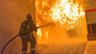 *HEAVY FIRE* LACoFD Fully Involved Carport: Station 183 / Pomona 6.12.20