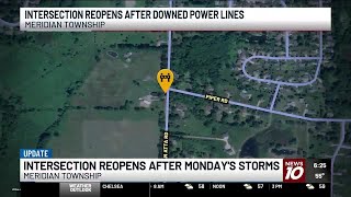 Meridian Township intersection reopens after low-hanging power lines