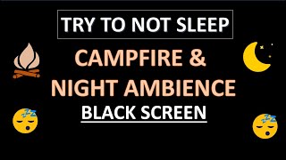 Campfire by the Lake Ambience with Crickets, & Night Sounds for Relaxation & Sleep BLACK SCREEN