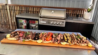 Christmas Greek Style meat platter cooked on the CrossRay BBQ by Jack The Greek