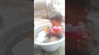 நித்தி குட்டி cute summer bath