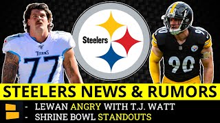 Steelers News & Rumors: Taylor Lewan Calls Out T.J. Watt, Hire Mark Whipple? + Shrine Bowl Standouts