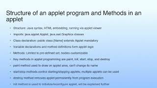 Short Summary | Lecture 05: Java Applet Programming