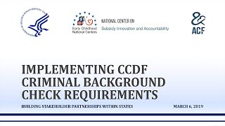 Implementing CCDF Criminal Background Check Requirements