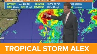 Tropical Storm Alex moves northeast of Bermuda