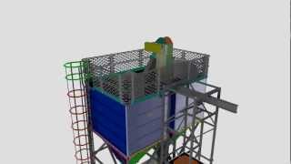 FIBC Discharger, bucket elevator and storage bins