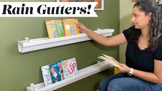 DIY Kids Bookshelf Using Rain Gutters! Under $15! - 30 minute Project | Anika's DIY Life