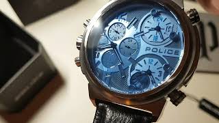 POLICE Viper Watch for men with Blue glass. Unboxing video asmr.