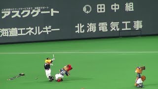 180421 ハリーホークが札幌ドームに来た！ホークスの1-9にフレップとポリーも