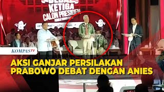 Ganjar Tertangkap Kamera Lakukan Aksi Mundur Persilakan Anies Prabowo Debat