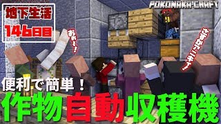 マインクラフト ┃お手軽便利！作物自動収穫機完成！地下生活146日目/ぽこなかくら#396