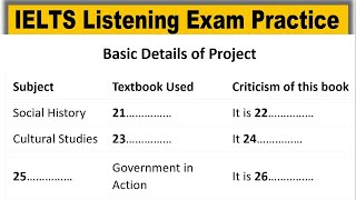 Basic Details of Project listening practice test 2023 with answers | IELTS Listening Practice Test