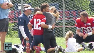 Gisele Surprises Tom Brady on His Birthday and Fans Sing During Patriots' Practice