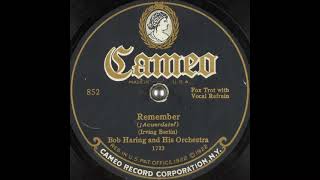 Bob Haring & his orchestra - Remember (1925)