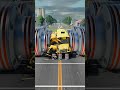 colourful city buses u0026 semi truck vs hydraulic crush beamng.drive shorts beamngdrive bus