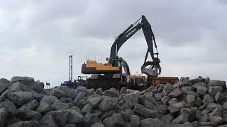 Work to strengthen the sea wall near the Jaywick Martello Tower.